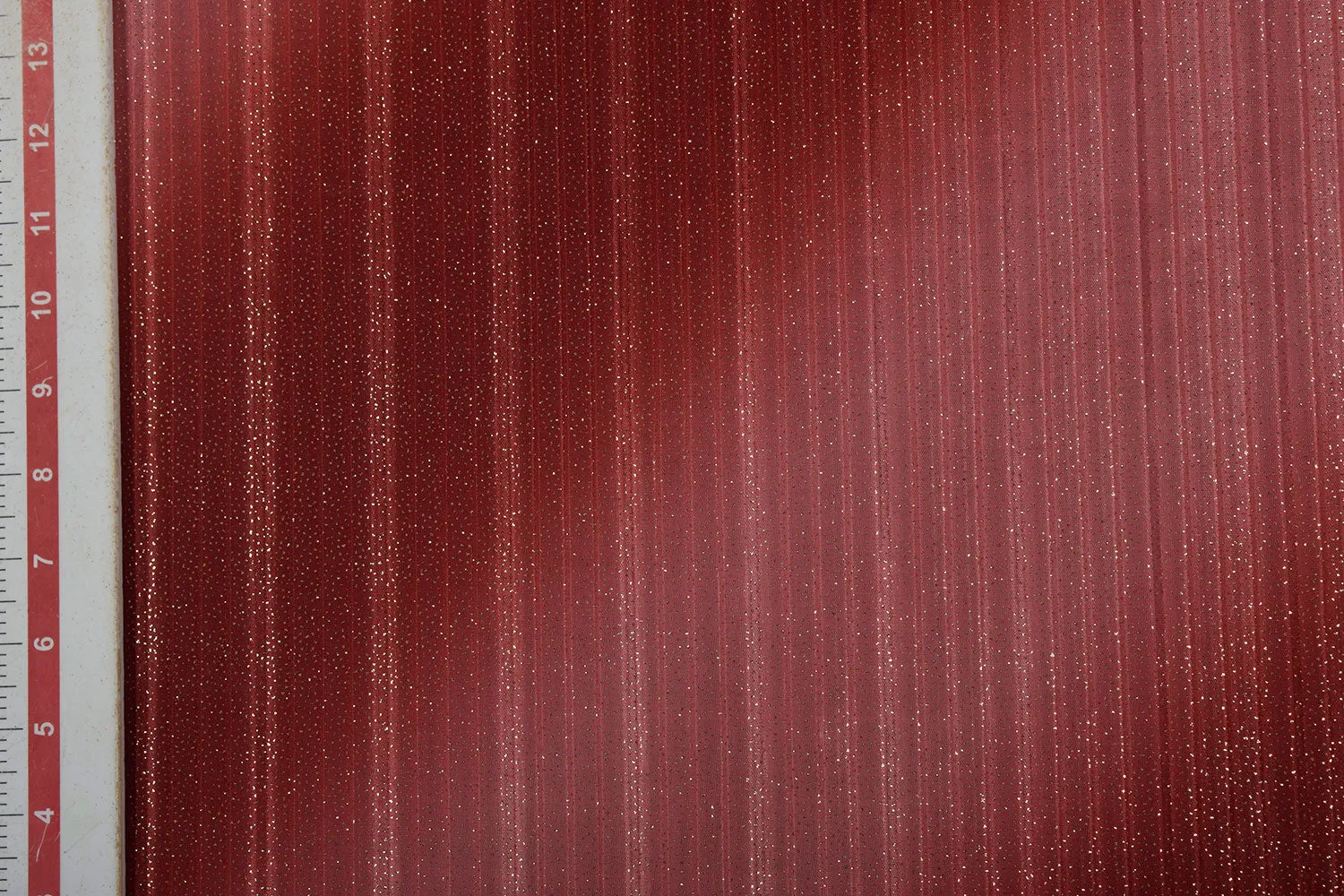 Rust & Peach Double Shade Glitter Pleated Knit Fabric