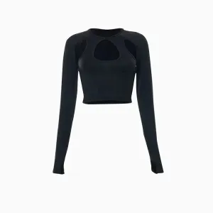 sealbeer A&A O Neck Long Sleeve Cropped Top