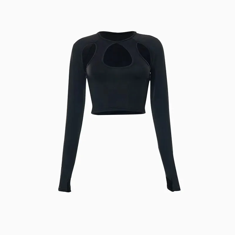 sealbeer A&A O Neck Long Sleeve Cropped Top