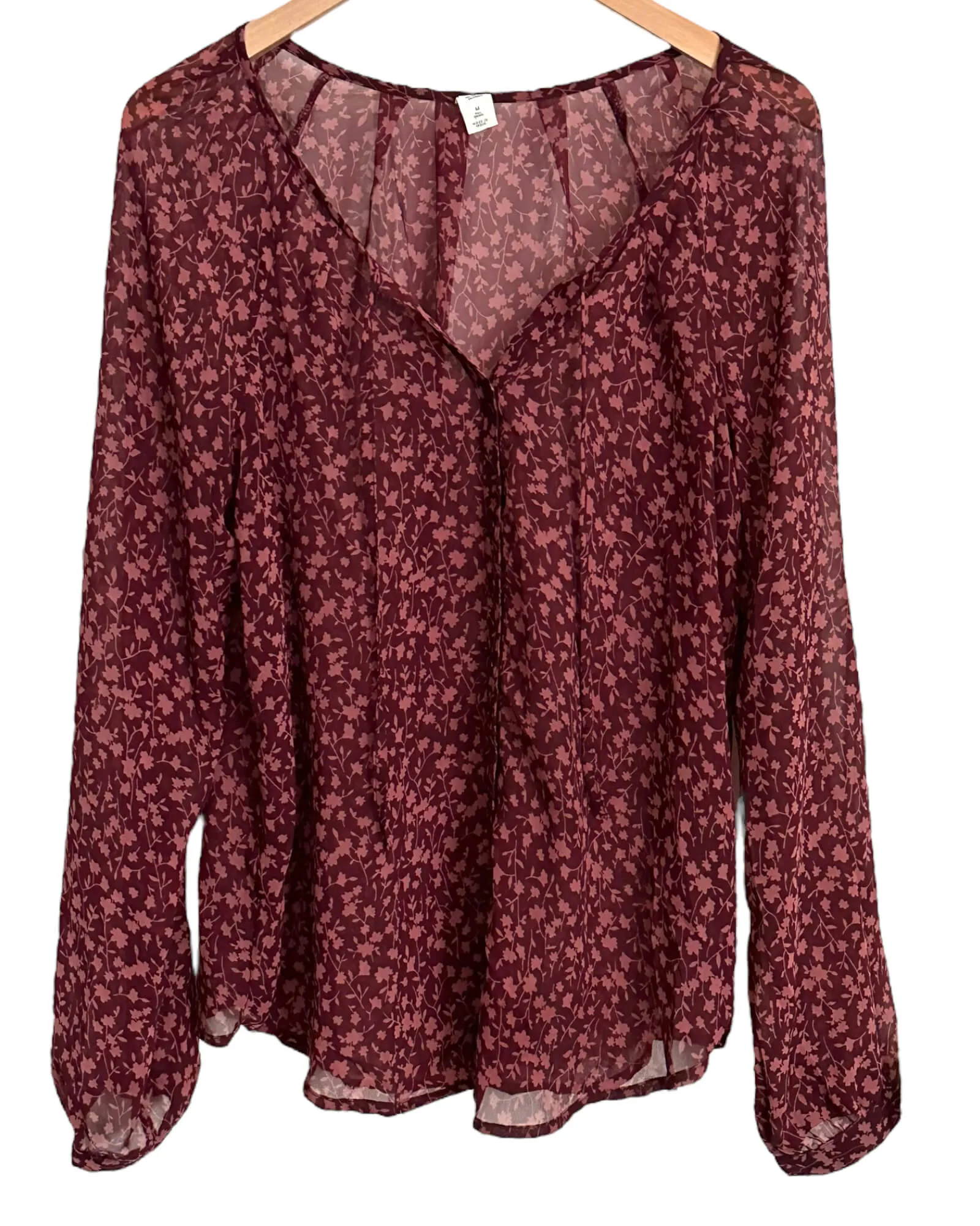 Soft Summer Floral Print Semi-Sheer Tie Front Blouse
