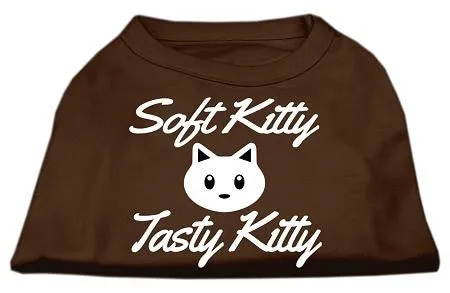 Softy Kitty, Tasty Kitty Screen Print Dog Shirt Brown XS (8)