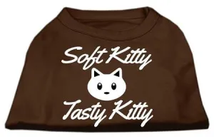 Softy Kitty, Tasty Kitty Screen Print Dog Shirt Brown XS (8)