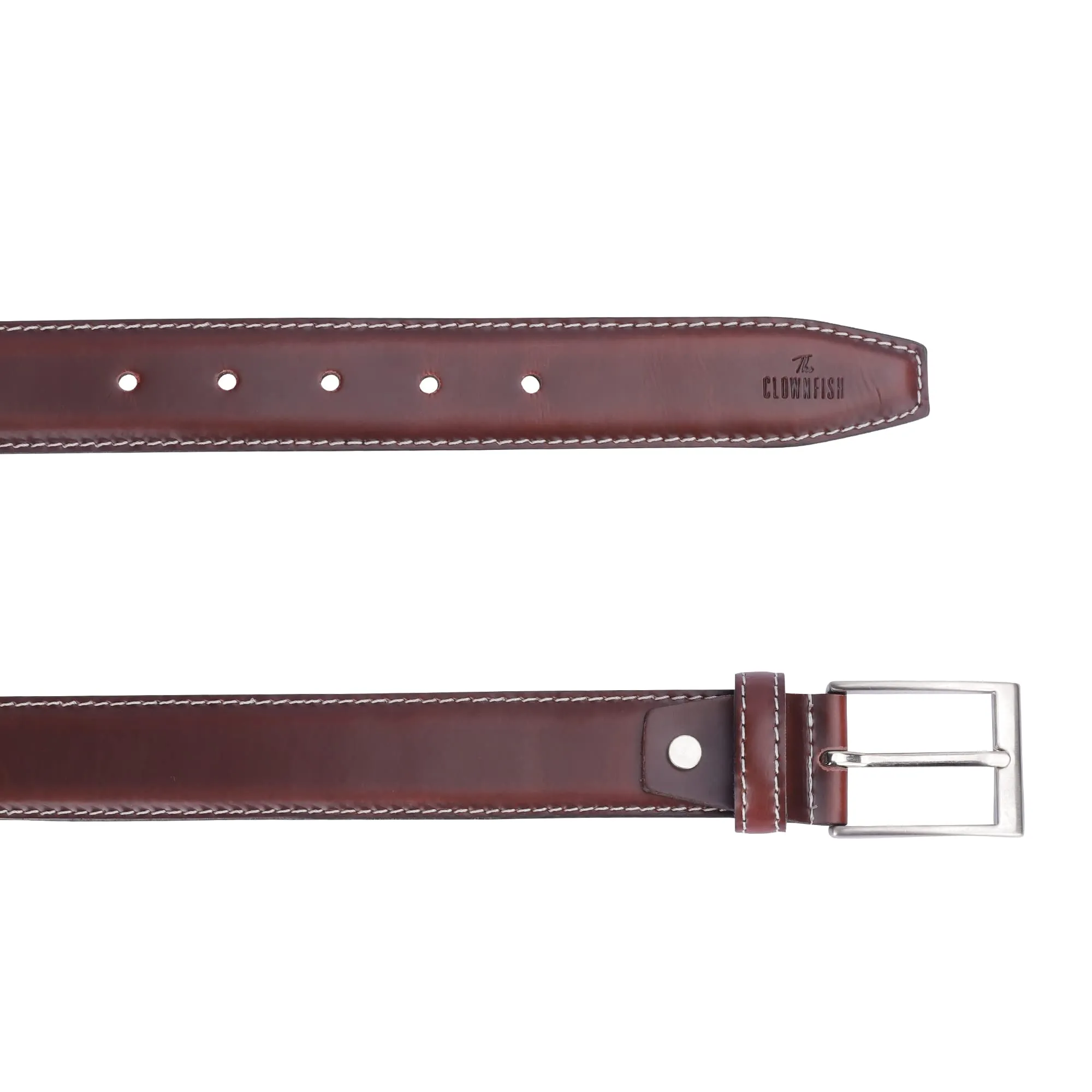 THE CLOWNFISH Men's Genuine Leather Belt - Maroon (Size-36 inches)