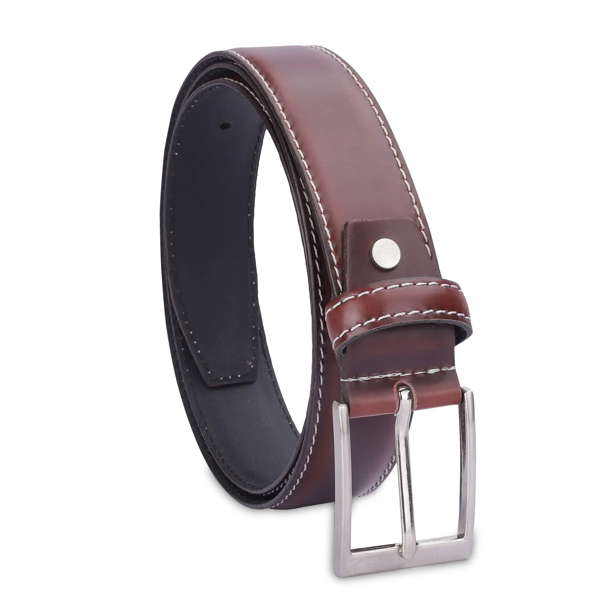 THE CLOWNFISH Men's Genuine Leather Belt - Maroon (Size-36 inches)