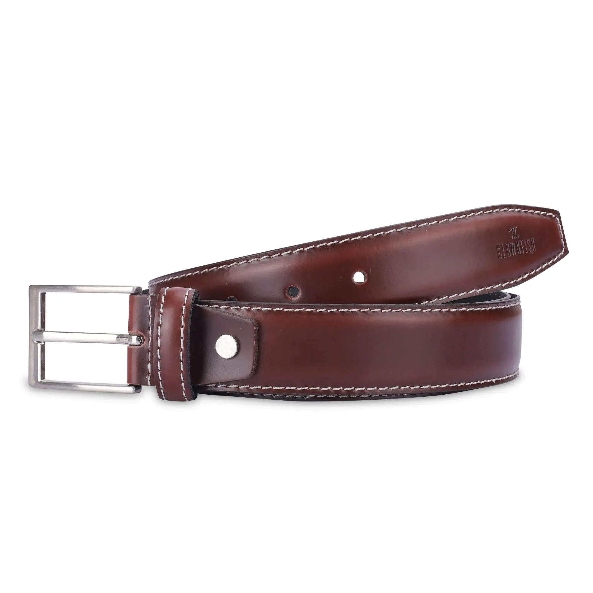 THE CLOWNFISH Men's Genuine Leather Belt - Maroon (Size-36 inches)