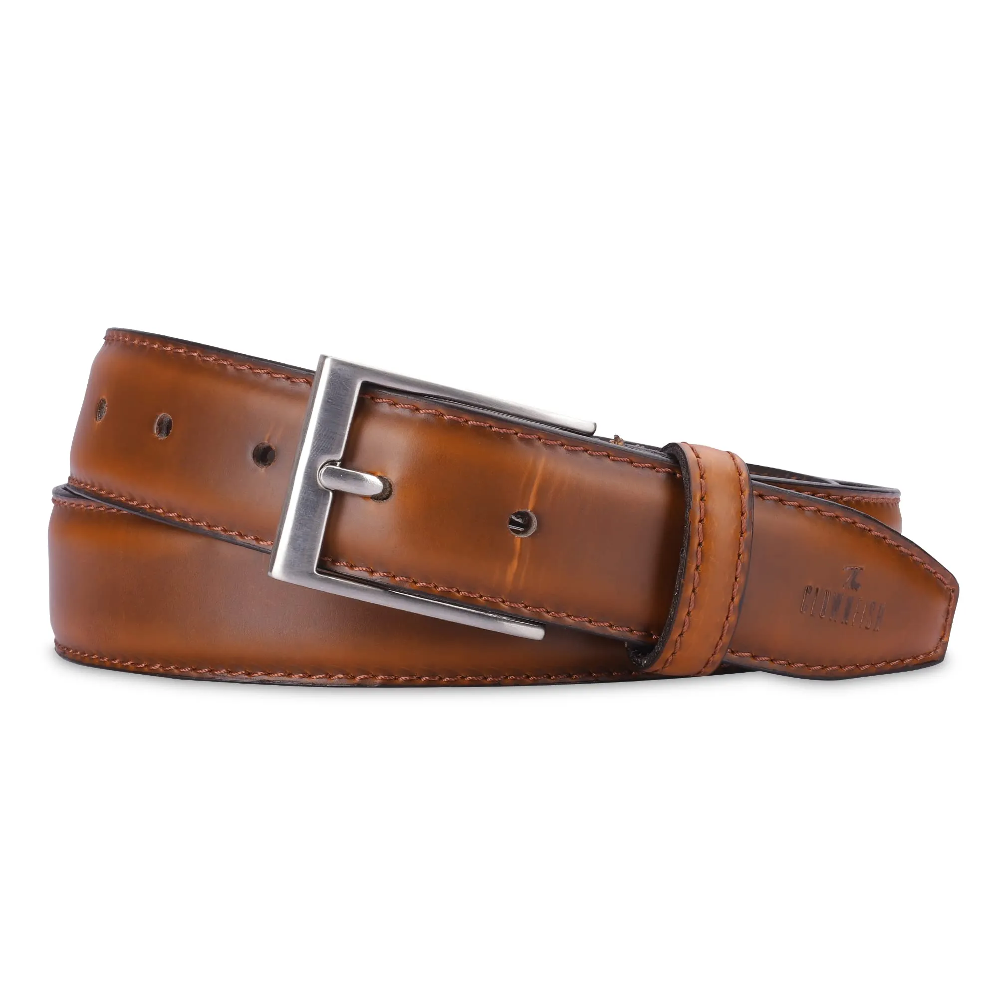 THE CLOWNFISH Men's Genuine Leather Belt - Tan (Size-36 inches)