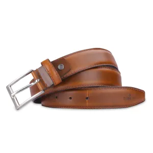 THE CLOWNFISH Men's Genuine Leather Belt - Tan (Size-36 inches)