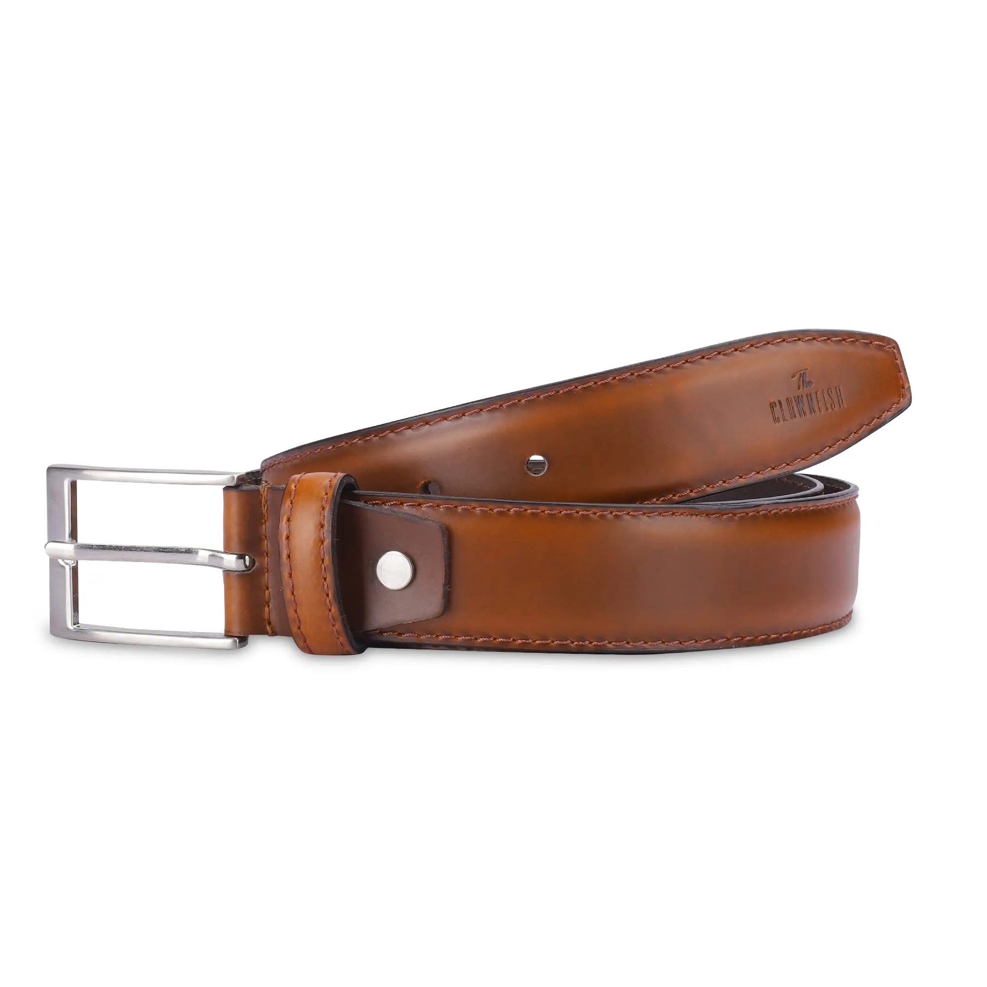 THE CLOWNFISH Men's Genuine Leather Belt - Tan (Size-36 inches)