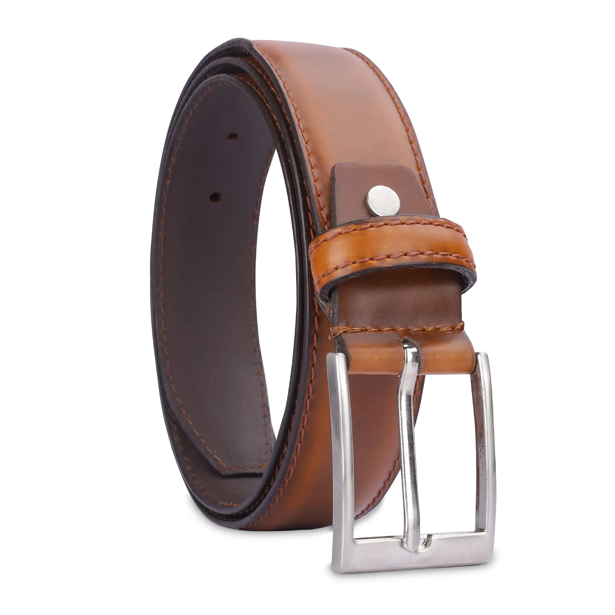 THE CLOWNFISH Men's Genuine Leather Belt - Tan (Size-36 inches)