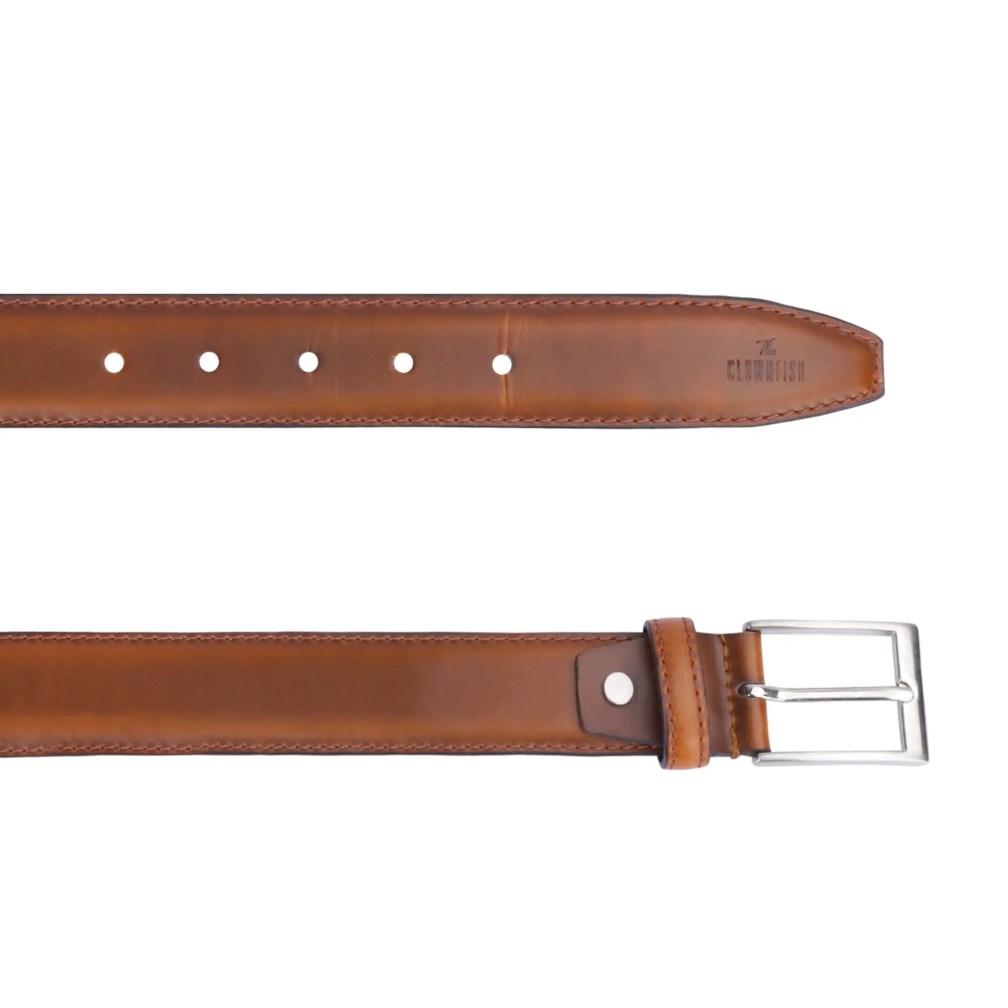 THE CLOWNFISH Men's Genuine Leather Belt - Tan (Size-36 inches)
