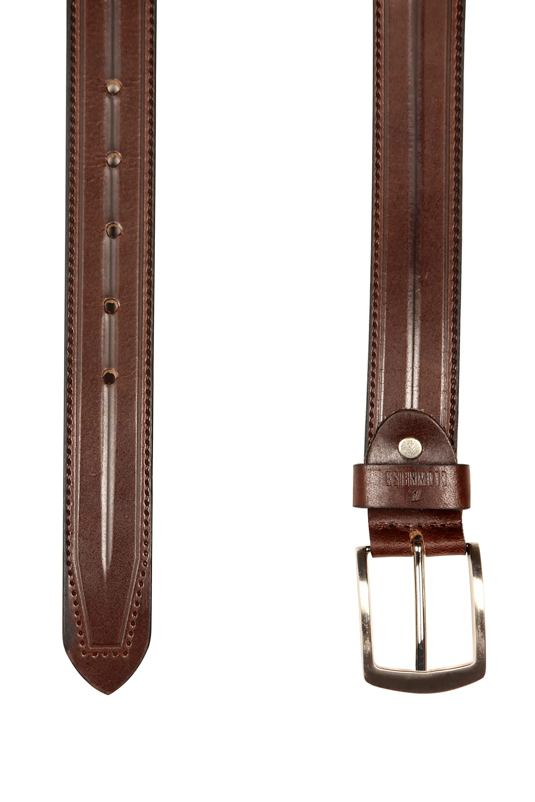 THE CLOWNFISH Men's Genuine Leather Belt with Textured/Embossed Design-Chocolate Brown (Size-32 inches)