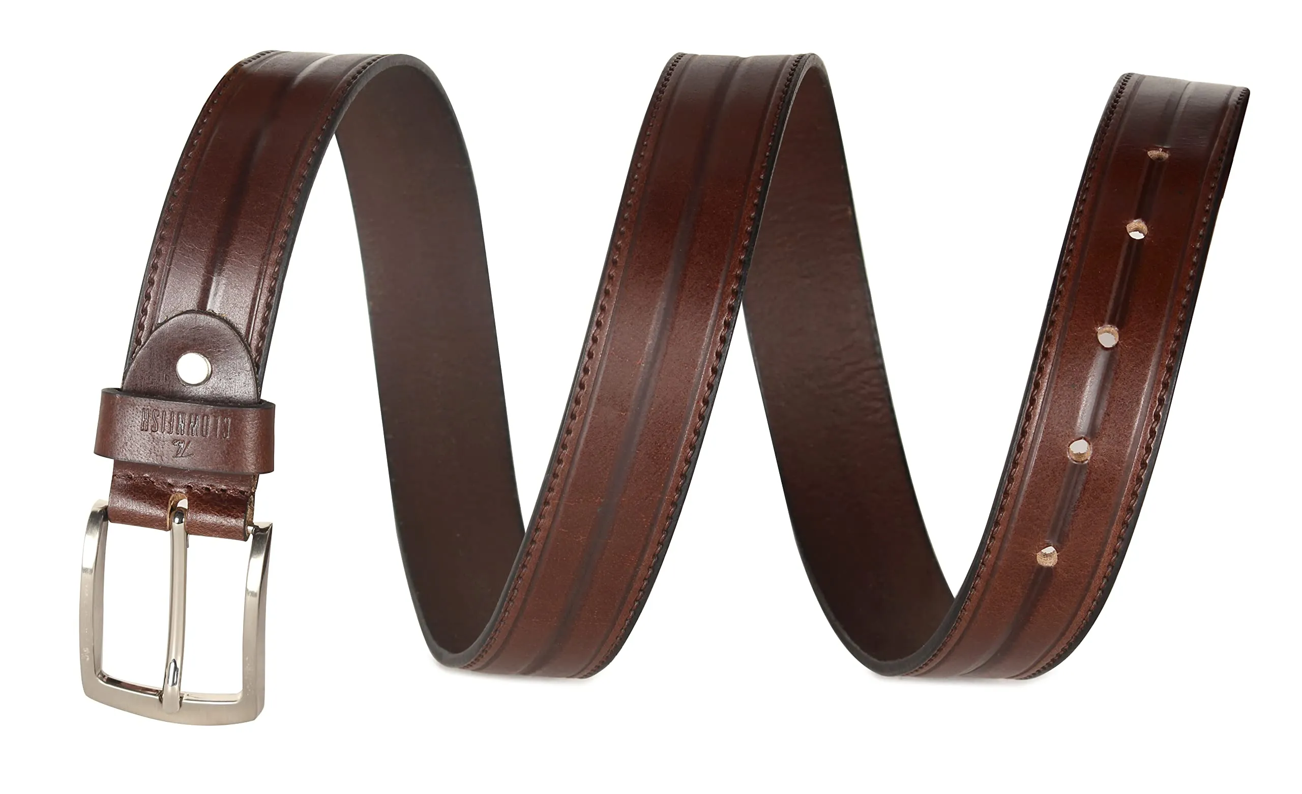THE CLOWNFISH Men's Genuine Leather Belt with Textured/Embossed Design-Chocolate Brown (Size-32 inches)