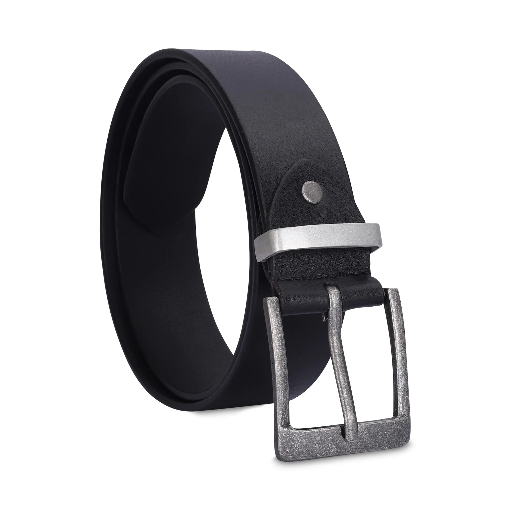 THE CLOWNFISH Men's Genuine Leather Belts - Black (Size-40 inches)