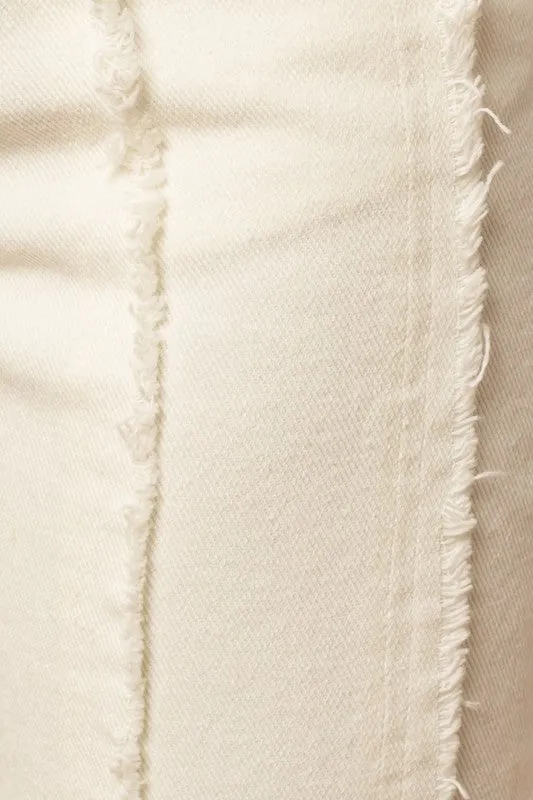 Vertical Frayed Hem Flare Pants