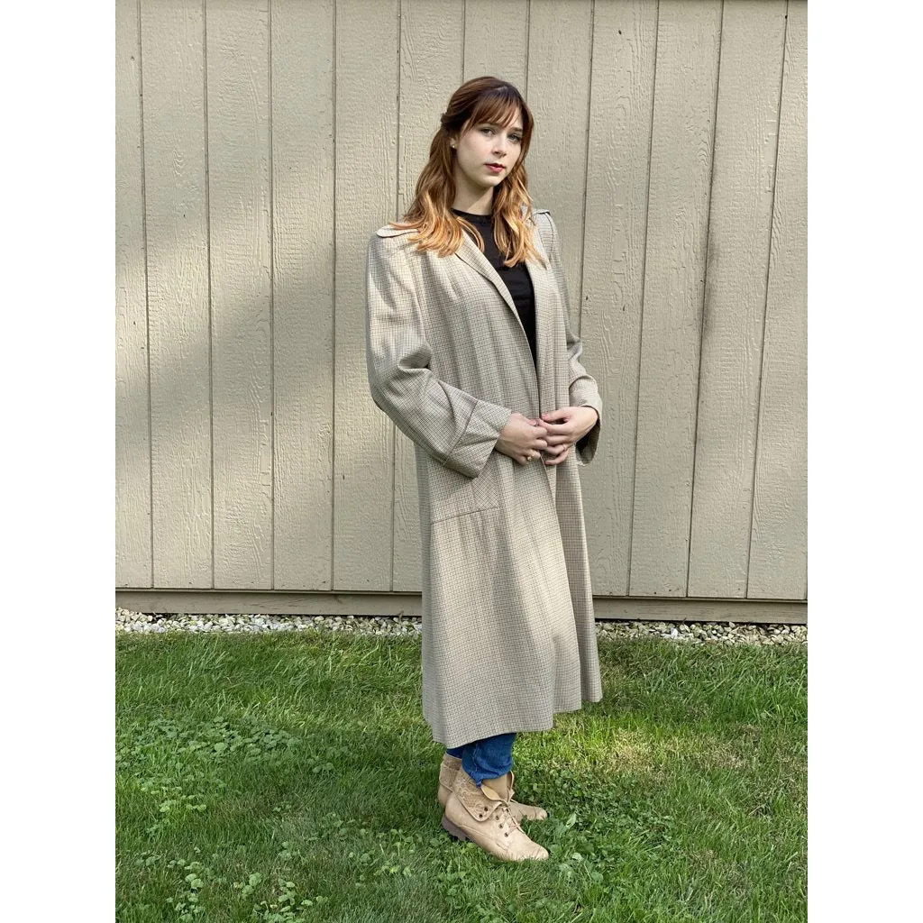Vintage Ladies Swing Coat Mini Plaid 1940s Extra Long Size L-XL