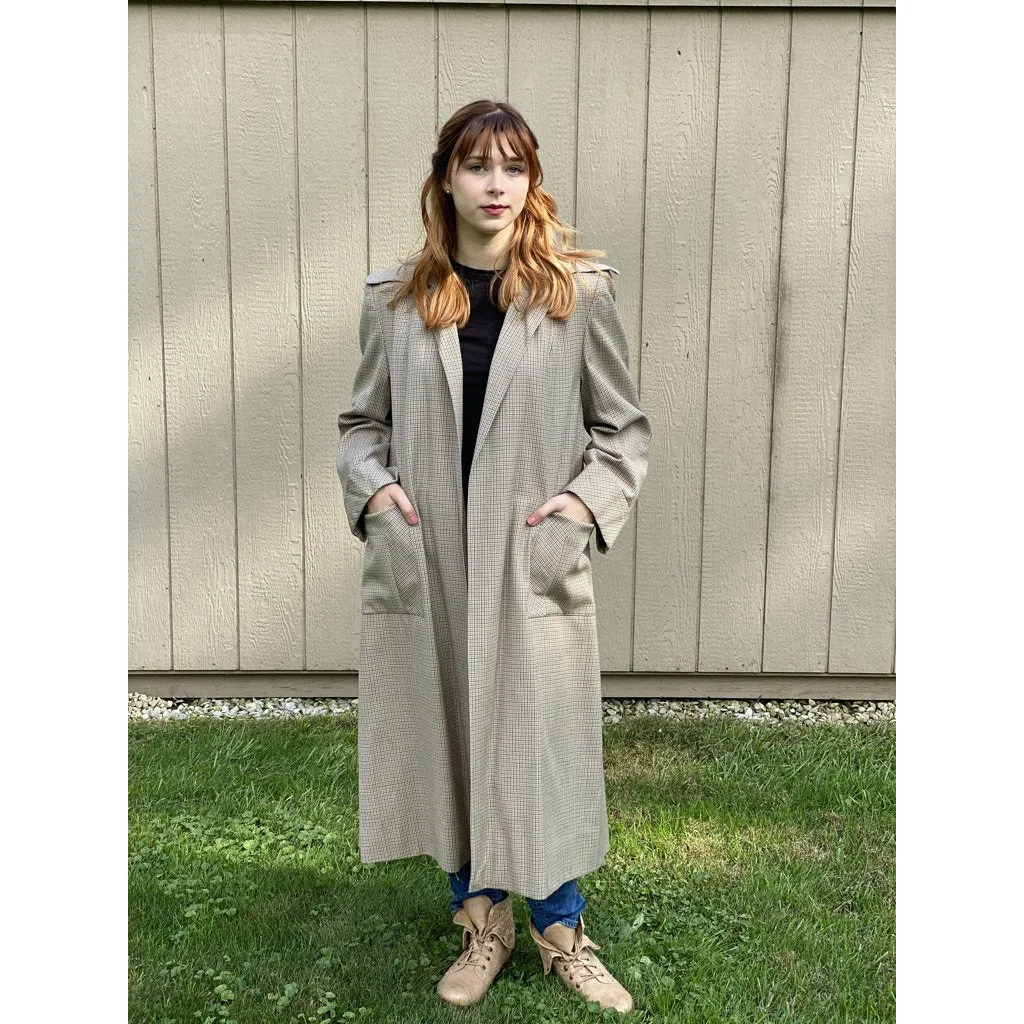 Vintage Ladies Swing Coat Mini Plaid 1940s Extra Long Size L-XL