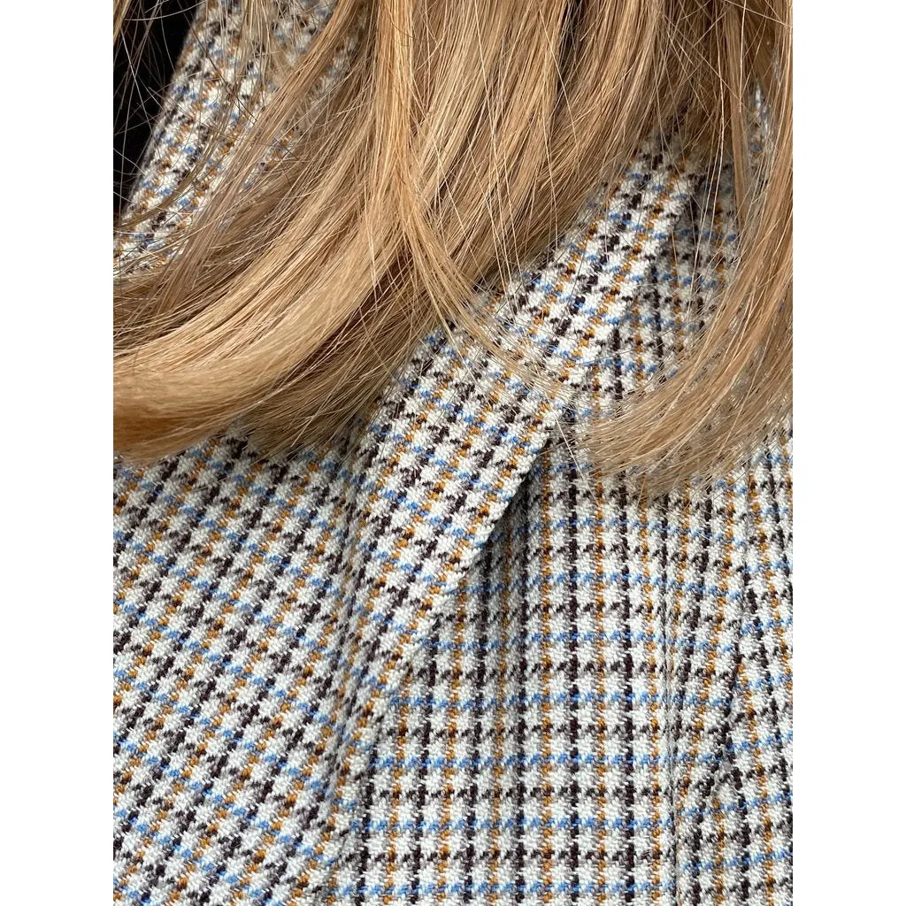 Vintage Ladies Swing Coat Mini Plaid 1940s Extra Long Size L-XL