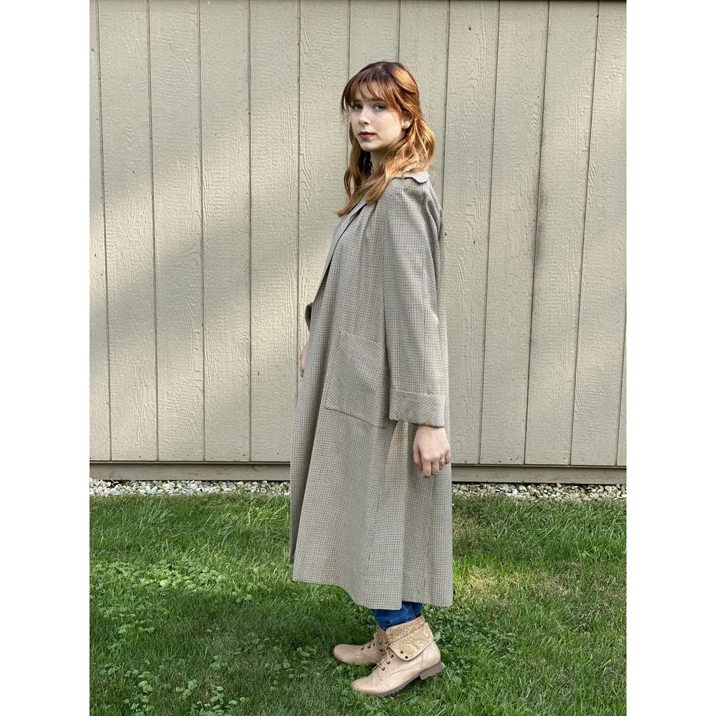 Vintage Ladies Swing Coat Mini Plaid 1940s Extra Long Size L-XL