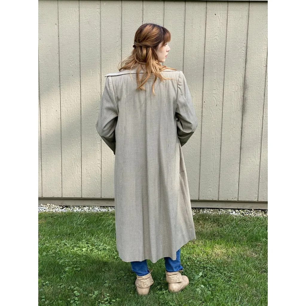 Vintage Ladies Swing Coat Mini Plaid 1940s Extra Long Size L-XL