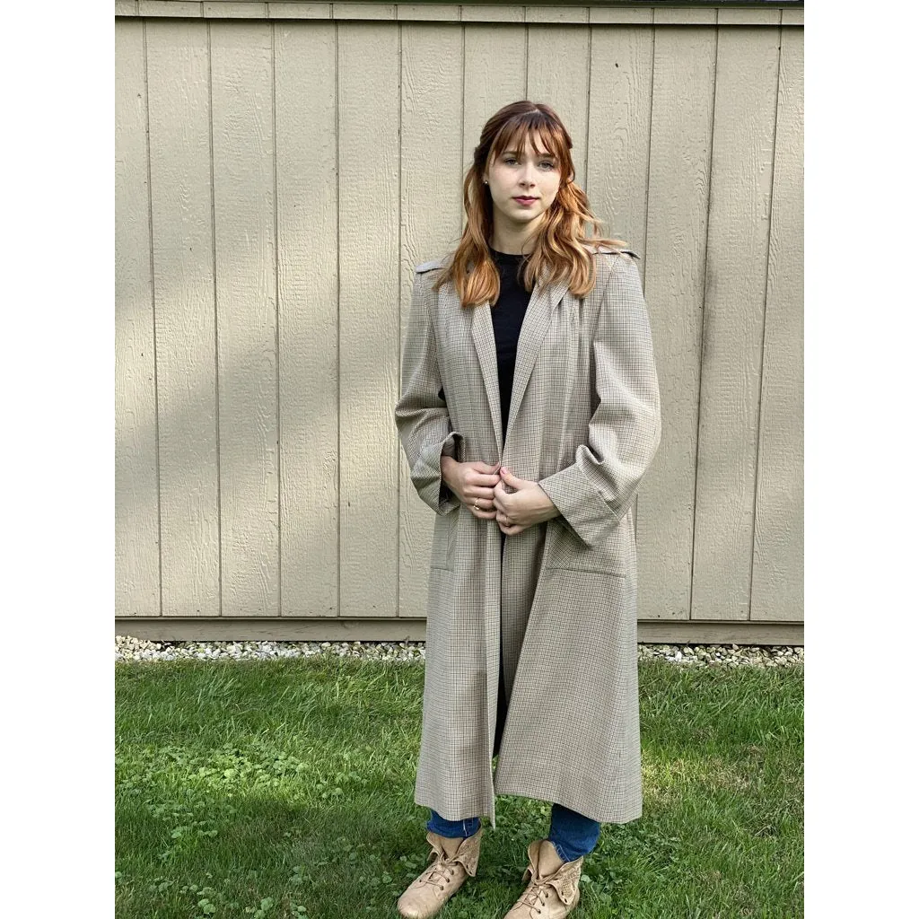 Vintage Ladies Swing Coat Mini Plaid 1940s Extra Long Size L-XL