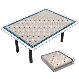 VOUNOT Rectangular Tablecloth Covers Elastic Outdoor Picnic Waterproof Table Cover Ceramic Pattern 180x114 cm