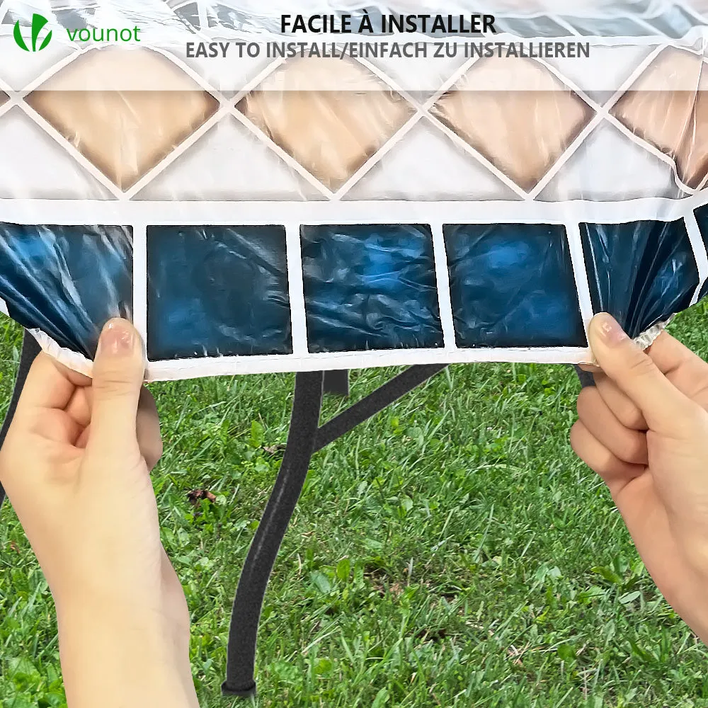 VOUNOT Rectangular Tablecloth Covers Elastic Outdoor Picnic Waterproof Table Cover Ceramic Pattern 180x114 cm
