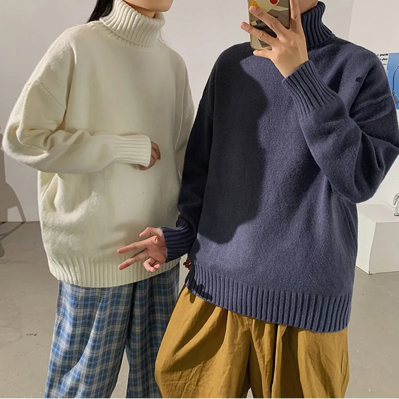 Warm MenTurtleneck Sweaters Solid Color Man Casual Knitter Pullovers