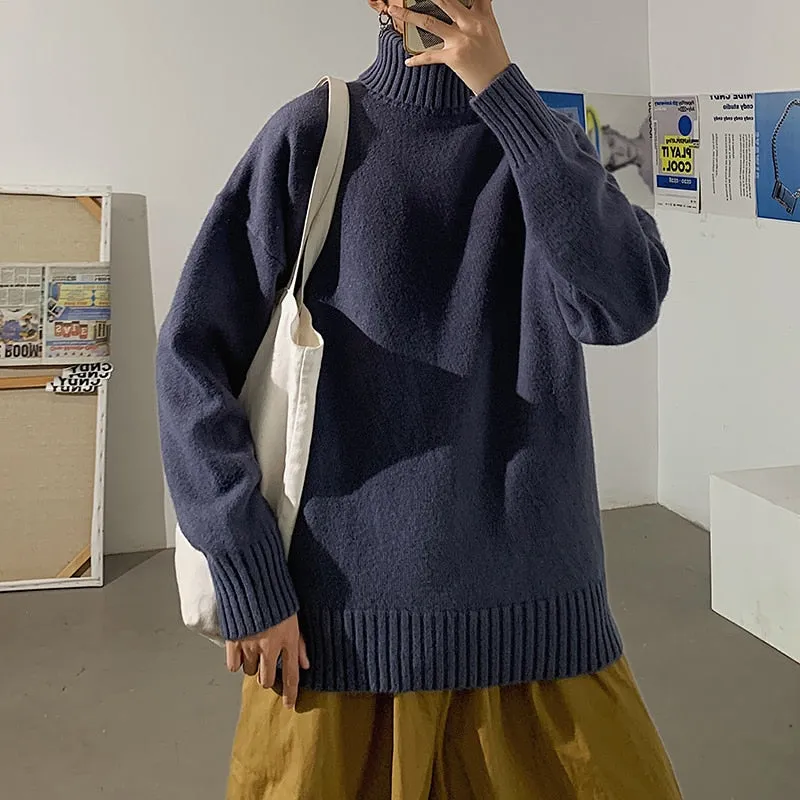 Warm MenTurtleneck Sweaters Solid Color Man Casual Knitter Pullovers