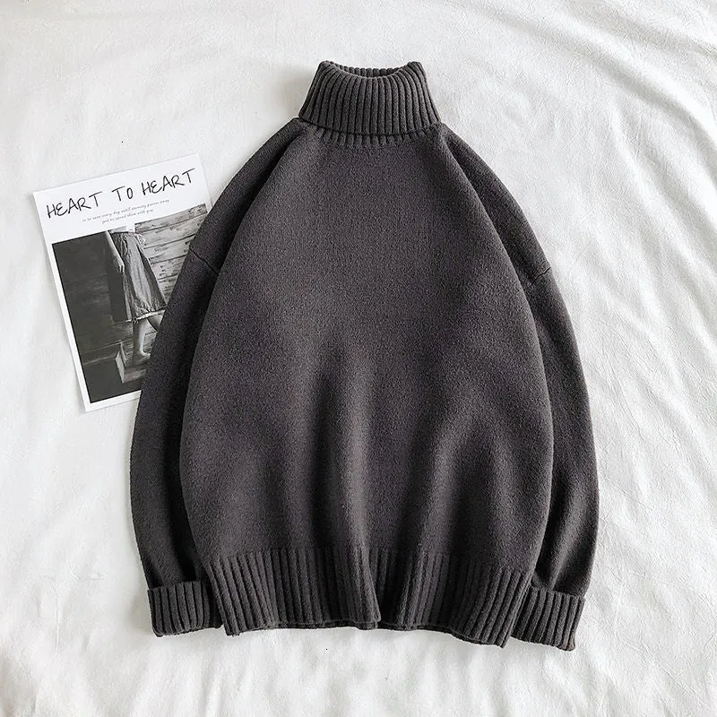 Warm MenTurtleneck Sweaters Solid Color Man Casual Knitter Pullovers